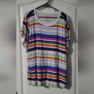 Torrid Multicolor Striped Short Sleeve Tee
